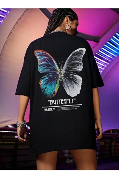 KOZİA OUTDOORS tricou de damă cu imprimeu fluturi și guler rotund