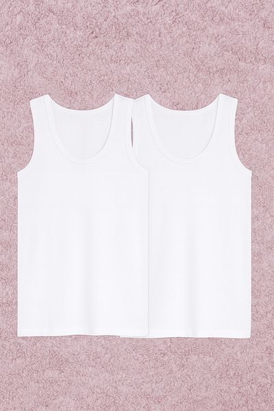 ROZELT Men's Lycra Bamboo White 2-Piece Undershirt