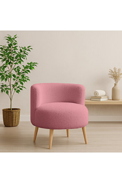 Azra Mobilya Somon Sydney Teddy (Welsoft) Kumaş Modern Berjer – Demonte Ahşap Ayaklı, Konforlu Oturma Alanı