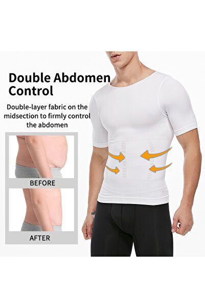 Craftique Form Angel Men's Half Sleeve Corset T-Shirt Belly Tightening Firming Flatting Undershirt Undershirt