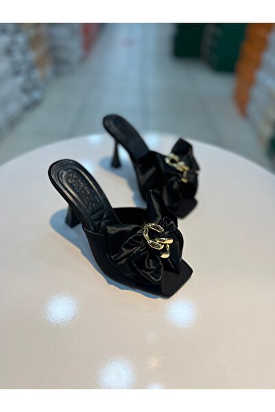 Alphus Γυναικείες κομψές παντόφλες με λεπτό τακούνι με αγκράφα Hco