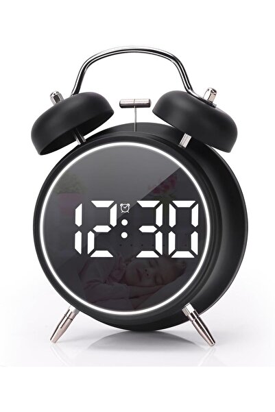 Coverzone Çift Çanlı Dijital Alarm Saati - 70dB, LED Ekran, Sessiz, Gece Işık...