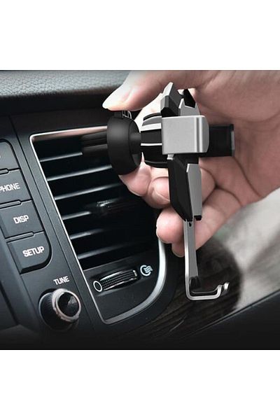 FOXMAG24 Universal car phone holder, 360° rotation, aluminum, 11.5×9.1 cm, silver/black