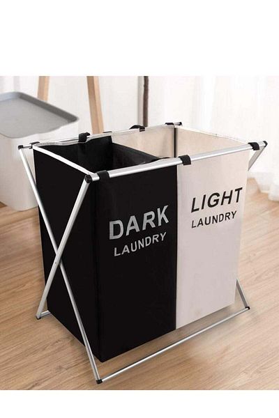 co arma Arma Laundry Sorting Basket Foldable Black/White 60×60×39cm