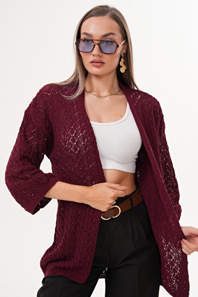 ŞİMAL Γυναικεία Ανοιχτή Μπροστινή Λεπτή Πλεκτή Ζακέτα 255199 -