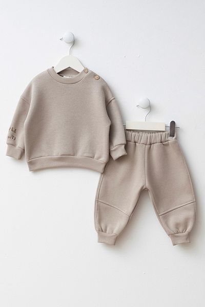 Minipodyum Embroidery Detailed Baby Boy Top and Bottom Tracksuit Set