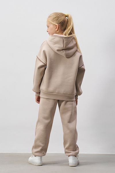 Minipodyum Kangaroo Pocket Hooded Girl's Bottom Top Tracksuit Set