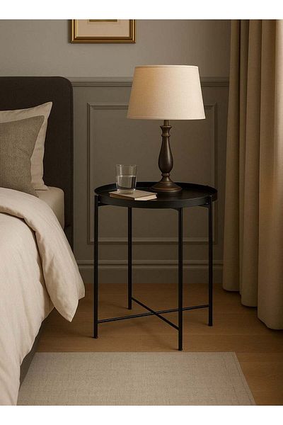 Domuik Round Steel Table Black 45x53x45cm