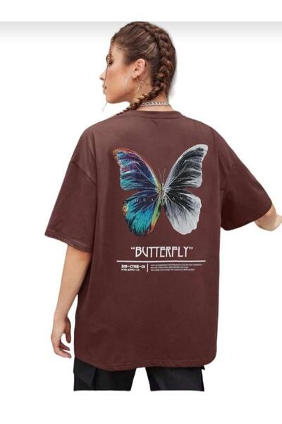 KOZİA OUTDOORS تي شيرت نسائي برقبة دائرية مطبوع عليه فراشة