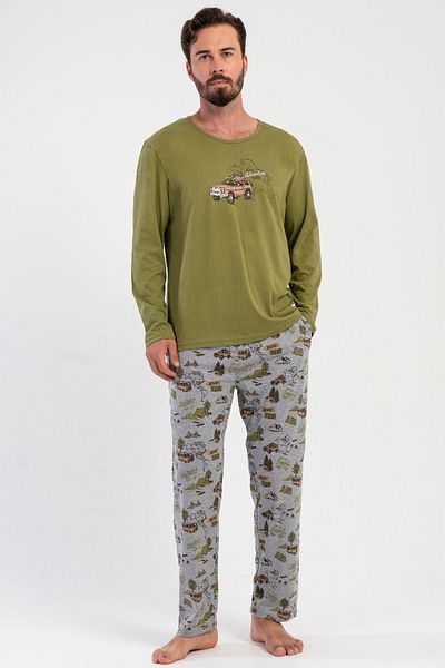VİENETTA Men's Long Sleeve Pajama Set, 504035
