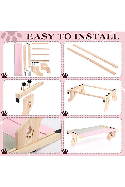 Yelajoy Cat Window Sill Perch Hammock,Holds Up to 33 lbs,with Wood and Metal Frame Adjustable Space Saving