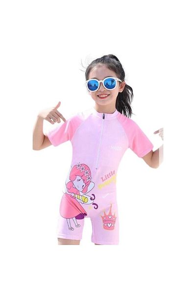 Mixbo - One-piece swimsuit, overall style, Aquatic design, pink, XL