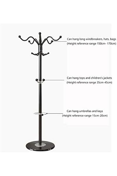 Generic Coat Stand, Metal Coat Rack Free Standing, 15 Hooks Heavy Duty Coat Stand Hanger Hall Umbrella Holde