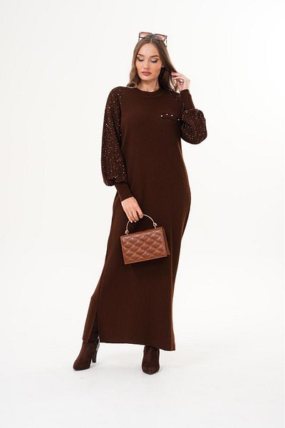 badibadii Crew Neck Off Shoulder Knitwear Dress