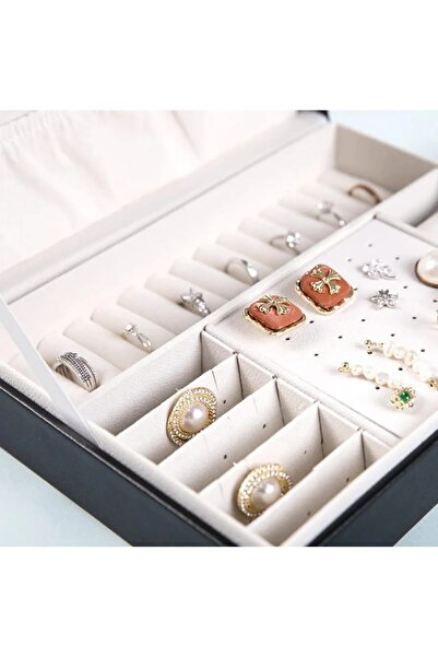Arzu Güzel Cosmetics Leather Look Key Lock Earring Ring Necklace Bracelet Organizer Jewelry Organizer Jewelry Box