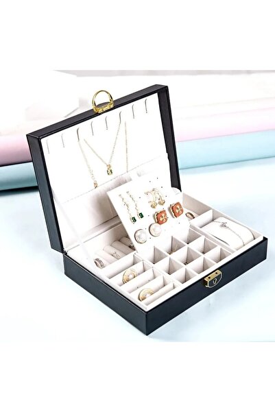 Arzu Güzel Cosmetics Leather Look Key Lock Earring Ring Necklace Bracelet Organizer Jewelry Organizer Jewelry Box