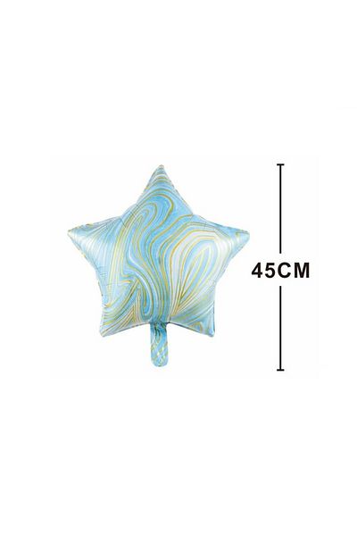 SDX Market Aluminum foil figurine balloon, round, star type, Satirat Turquoise, 45 cm