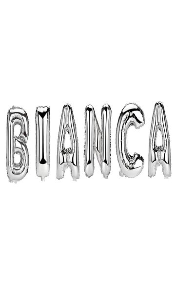 SDX Market Bianca Name Letter Balloon Set, Silver, 40Cm