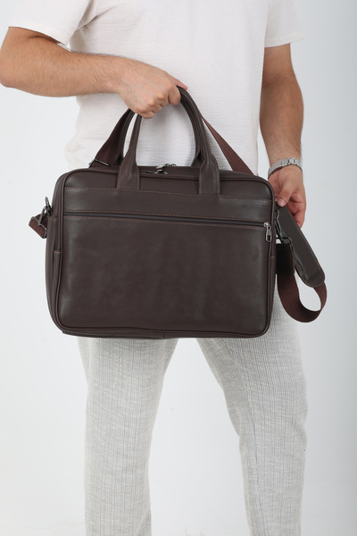 Erzeno Genuine Leather Briefcase and Laptop Bag / Large Size Laptop Bag with Long Strap / 15.6 Inch