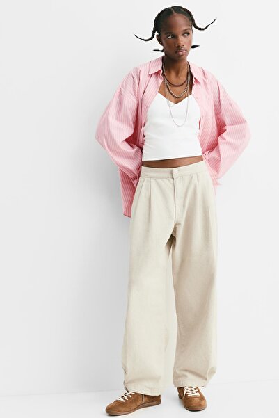 Pull & Bear Ketenli Kumaş Pantolon