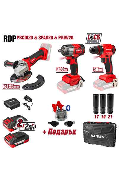 Raider R20 trusa bormasina polizor unghiular cheie impact si casti bluetooth ...