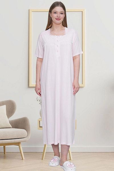 Mavelle Women's Lace Detailed Plus Size Nightgown 6029