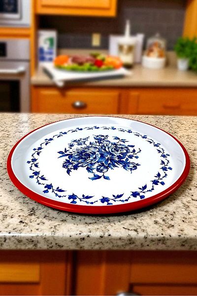 İnci Emaye 32 No 32 Cm Presentation Tray Coffee Tray Tea Tray Gift Dowry TrayServing Plate Tray