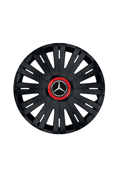 Autohelix MSA Set de 4 capace de roți negre cu inel roșu Active R16 pentru ga...