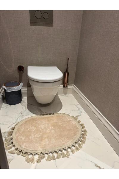 YTR HOME Camel Bamboo Doormat που πλένεται αντιολισθητική βάση με κουκκίδες Μαλακό BAMBOO Σετ πατάκι μπάνιου 2 τεμαχίων