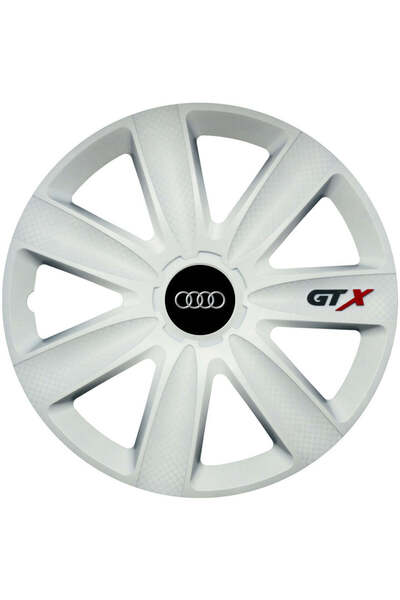 OEM Set de 4 capace de jantă GTX albe R15, compatibile cu Audi