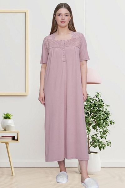 Mavelle Women's Lace Detailed Plus Size Nightgown 6029