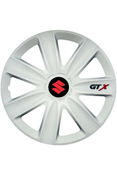 OEM Set de 4 capace de jantă GTX albe R15, compatibile cu Suzuki