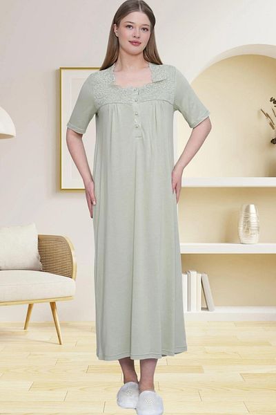 Mavelle Women's Lace Detailed Plus Size Nightgown 6029