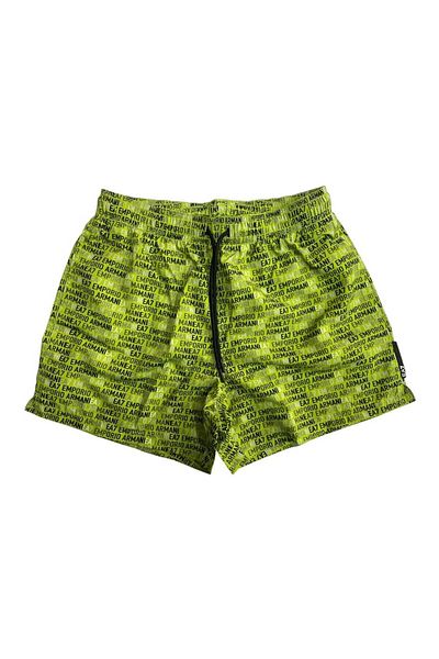 EA7 Men's Text Patterned Waist Tie Green Swimsuit 7m000510 Af13059-F7012
