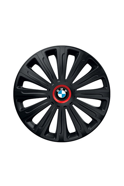 Autohelix MSA Set de 4 capace de roți negre cu inel roșu Trend R15 pentru gama de mașini BMW