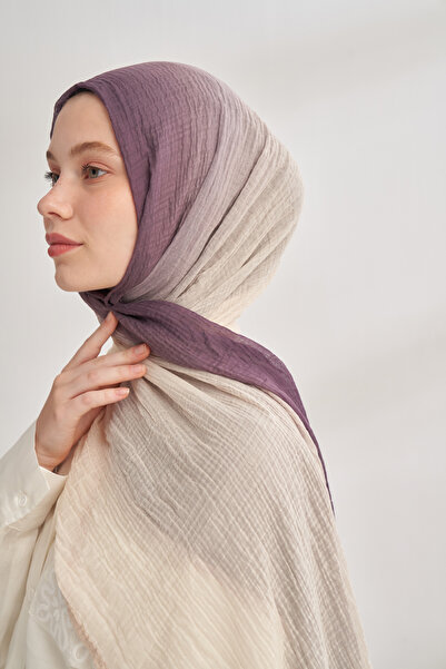 ARMANDA MÜSLİN DEGRADE BİYELİ ŞAL - MÜRDÜM - KREM