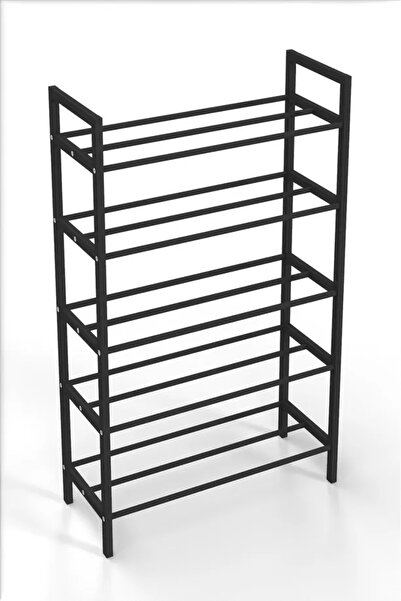 WANDOO 5 Raflı Metal Ayakkabılık 60x102x24 cm Portatif Ayakkabı Düzenleyici Çok Katlı Ayakkabı Rafı Siyah