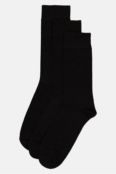 English Laundry Men 3 Pairs Solid Crew Socks, Black