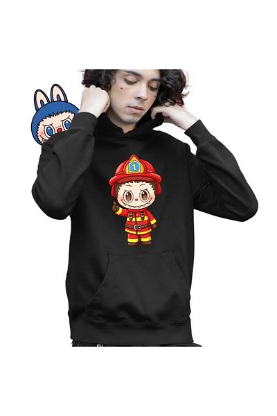 OEM Children's Hoodie Boys Labubu Firefighter