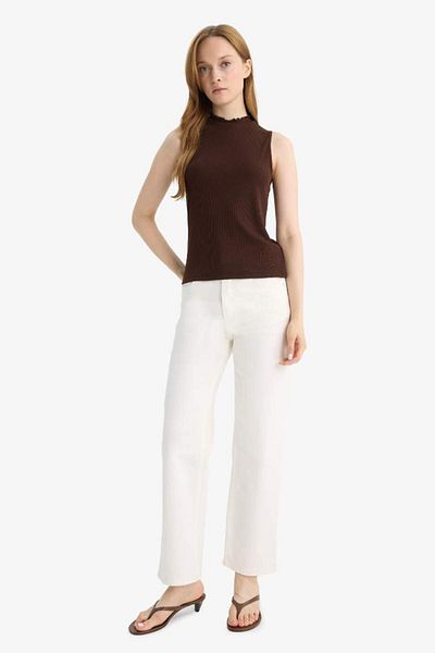 DeFacto New Season Slim Fit Slim Fit Half Turtleneck Ribbed Camisole Sleeveless Tunic