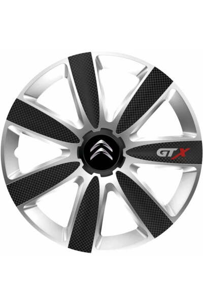 OEM Set de 4 capace de jantă din carbon GTX gri-negru R16, pentru Citroen