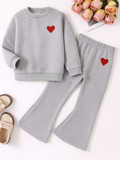 renkli diyar Winter Bottom Top Set for Girls Long Sleeve Sweat and Spanish Leg Pants Day Care Primary School Kindergarten School