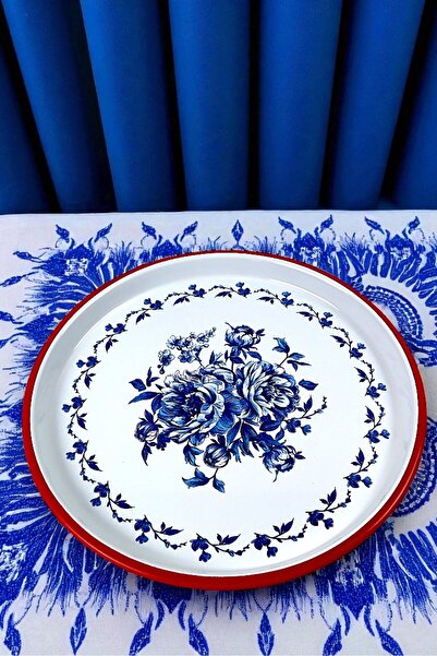 İnci Emaye 32 No 32 Cm Presentation Tray Coffee Tray Tea Tray Gift Dowry TrayServing Plate Tray