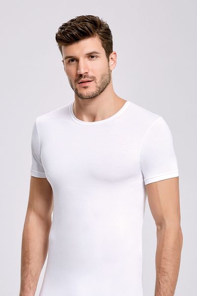 ROZELT Men's White Crew Neck T-Shirt 2 Pack Bamboo Lycra