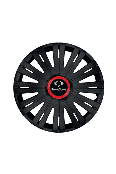 Autohelix MSA Set de 4 capace de roți negre cu inel roșu Active R16 pentru ga...