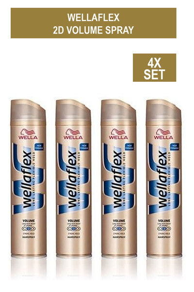Wella Wellaflex 2D Volume Hairspray - 250ML x4