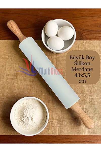 Multiamo Bambu Saplı Silikon Gövdeli Merdane-Büyük Boy (45 X 5,5 X 25 CM) Krem