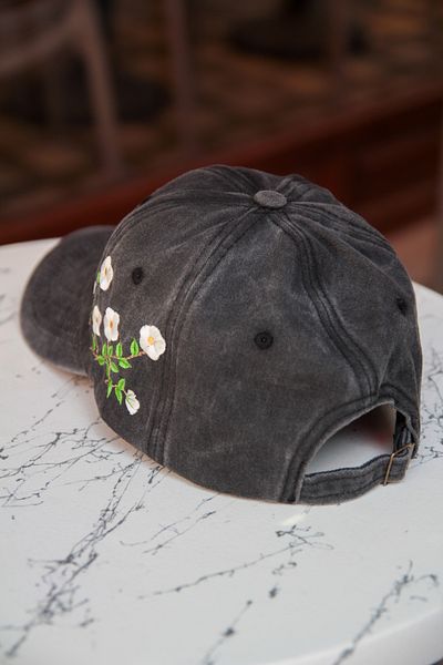 CAP BROS Morning Glory Ivy Flower Embroidered Vintage Cap Hat