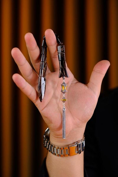 dergah tesbih Special Collectible Silver Design Fish Model Leopard Color Crimping Amber Prayer Beads