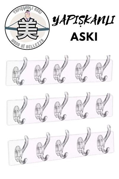 Ufak Tefek Şeyler Umerașe transparente cu adeziv ultra puternic, pachet de 5, umerașe transparente autoadezive, 3 umerașe adezive